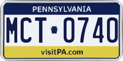 PA license plate MCT0740