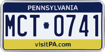 PA license plate MCT0741