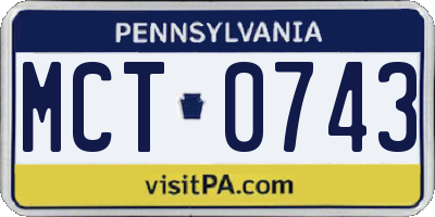 PA license plate MCT0743