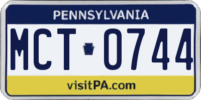 PA license plate MCT0744