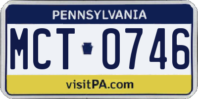 PA license plate MCT0746