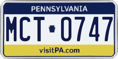 PA license plate MCT0747