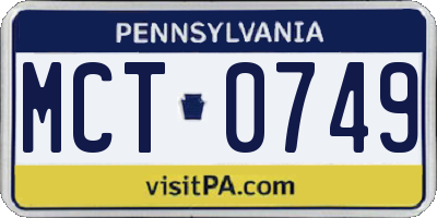 PA license plate MCT0749