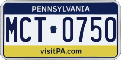 PA license plate MCT0750