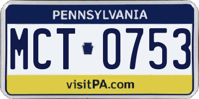 PA license plate MCT0753