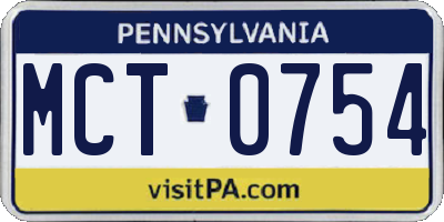 PA license plate MCT0754