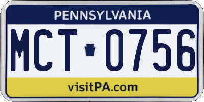 PA license plate MCT0756