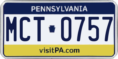 PA license plate MCT0757