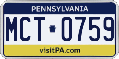 PA license plate MCT0759