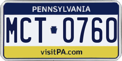 PA license plate MCT0760