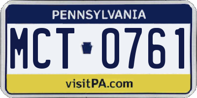 PA license plate MCT0761