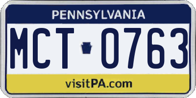 PA license plate MCT0763