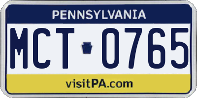 PA license plate MCT0765