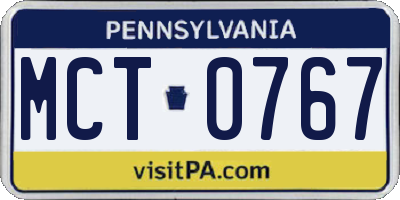 PA license plate MCT0767