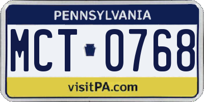 PA license plate MCT0768