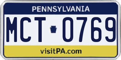 PA license plate MCT0769