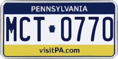 PA license plate MCT0770