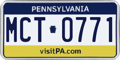 PA license plate MCT0771