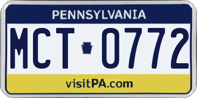 PA license plate MCT0772