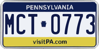PA license plate MCT0773