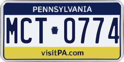 PA license plate MCT0774