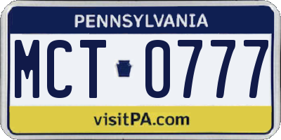 PA license plate MCT0777