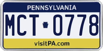 PA license plate MCT0778