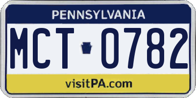 PA license plate MCT0782