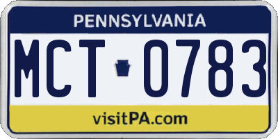 PA license plate MCT0783