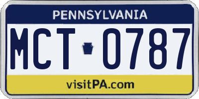 PA license plate MCT0787