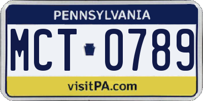 PA license plate MCT0789