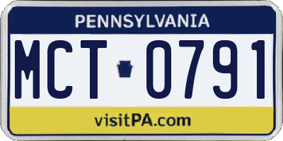 PA license plate MCT0791