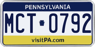 PA license plate MCT0792
