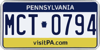 PA license plate MCT0794
