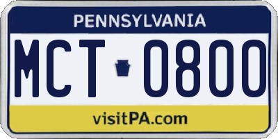 PA license plate MCT0800