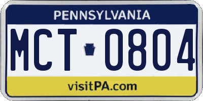 PA license plate MCT0804