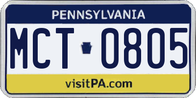 PA license plate MCT0805