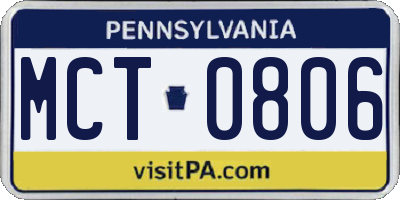 PA license plate MCT0806