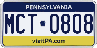 PA license plate MCT0808