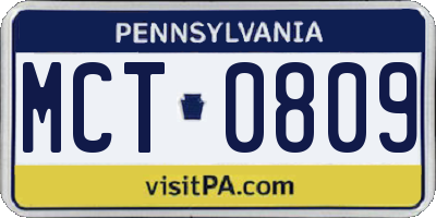 PA license plate MCT0809