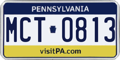 PA license plate MCT0813