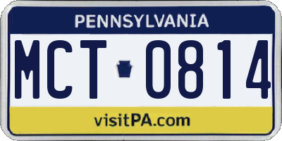 PA license plate MCT0814