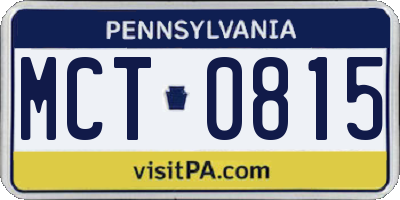 PA license plate MCT0815