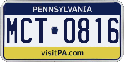 PA license plate MCT0816