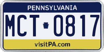 PA license plate MCT0817