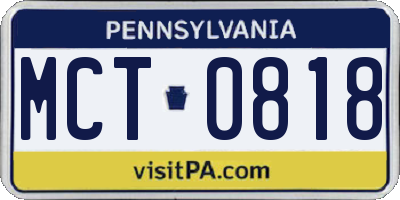 PA license plate MCT0818