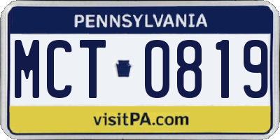 PA license plate MCT0819