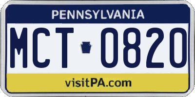 PA license plate MCT0820