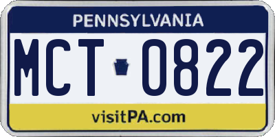 PA license plate MCT0822