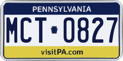 PA license plate MCT0827
